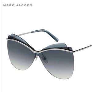 NWT MARC JACOBS 61 Butterfly Pilot Oversized Metal Ruthenium Gray Sunglasses ❤️